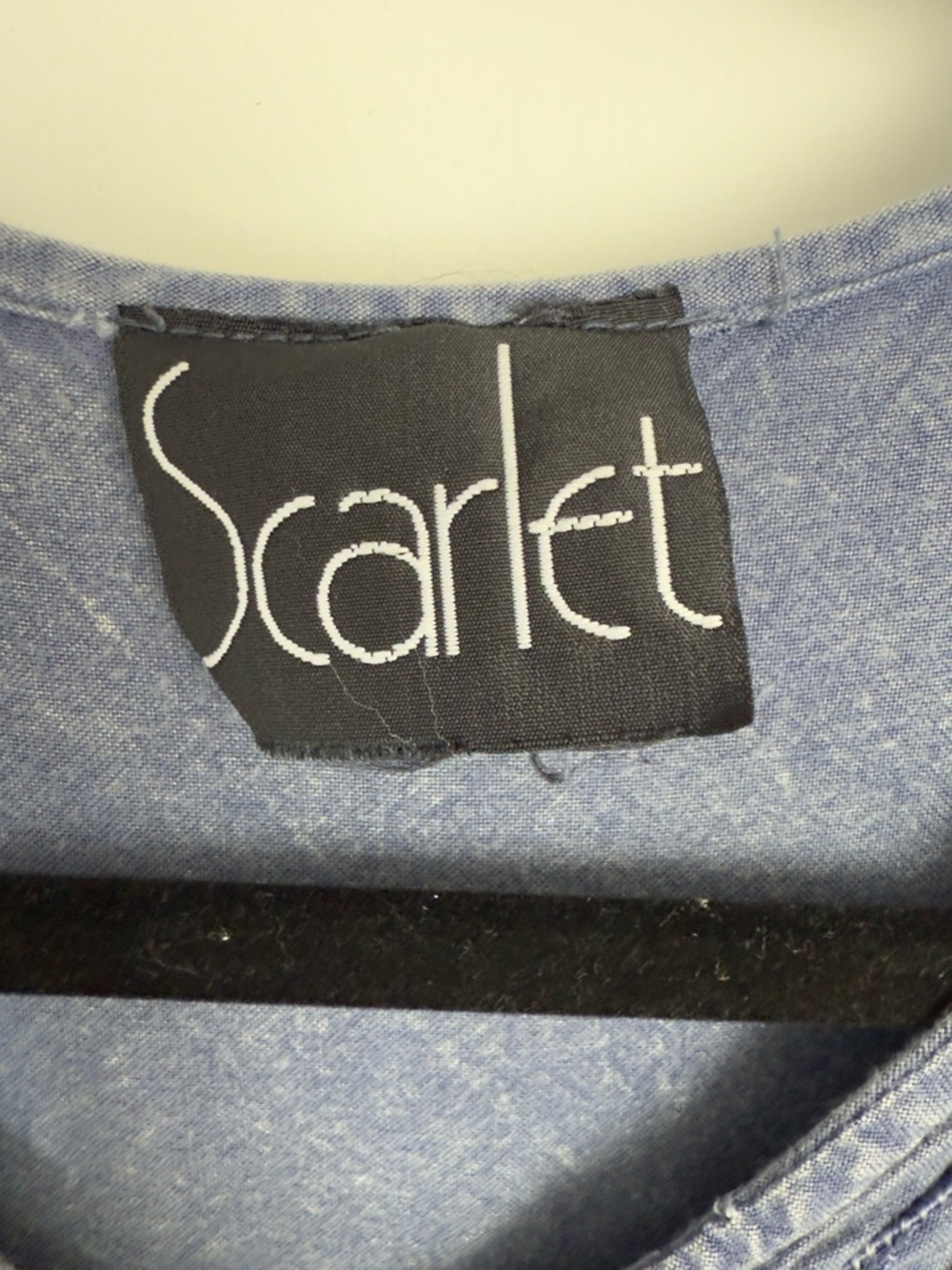 298. VTG Blue Embroidered Button-Front Velour Women's Dress - Picture 11 of 11